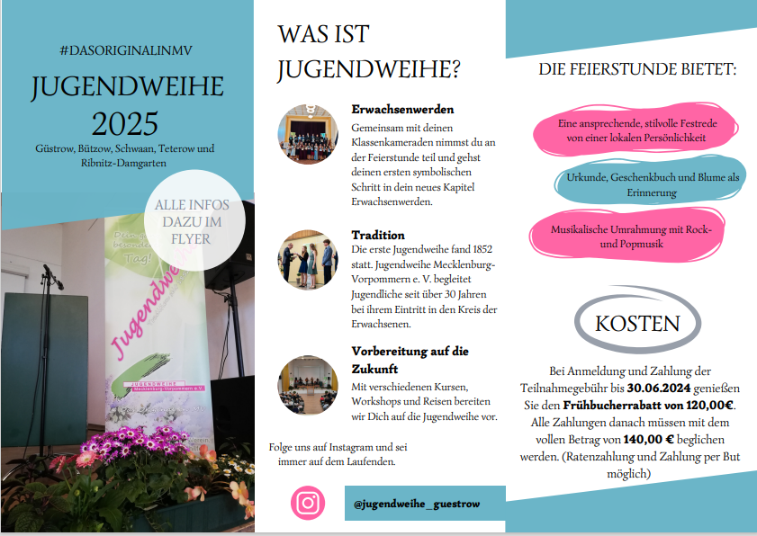 Bützow/Güstrow/RibnitzDamgarten/ Teterow Jugendweihe in MV